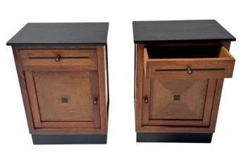 Two Art Deco Modernist Nightstands or Bedside Tables, 1920s
